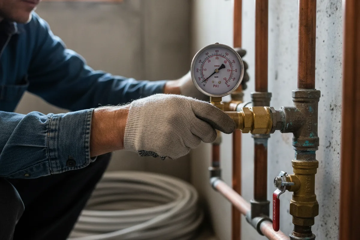Pressure testing a repaired line during Water Line Repair in Lake Park